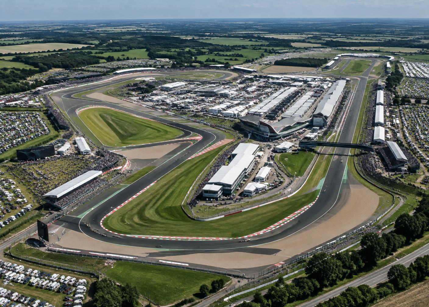 Silverstone Circuit in the British countryside